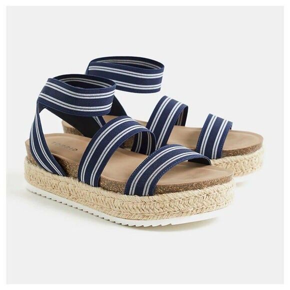 Torrid Navy Striped Espadrille Flatform (WW) - Picture 1 of 6